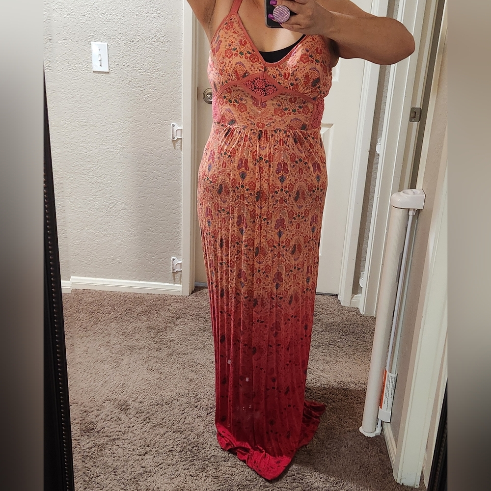 🌸🌺American Rag Pink and Orange Spaghetti Strap Maxi Dress❣️ - Picture 3 of 5